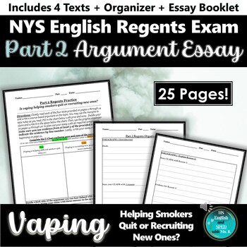 Preview of Argument Essay Writing Practice | Part 2 English Regents Exam | Vaping