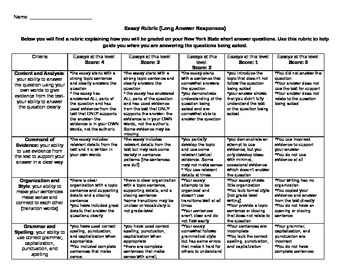 new york state essay rubric