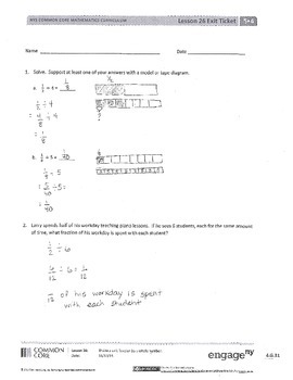 Preview of New York State Grade 5 Math Common Core Module 4 Lesson 26-29 Answer Key