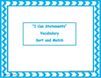 Preview of NYS Learning Standards-"I Can Statements" Vocabulary Sort and Match-Easel, Audio