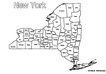 Preview of New York State Map with Counties Coloring and Learning