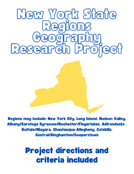 Preview of New York State Regions Geography Travel Guide Research Project