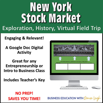 Preview of New York Stock Market Introduction - Virtual Field Trip Activity Business Lesson