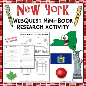 Preview of New York Webquest Worksheets Internet Research Activity Mini Book