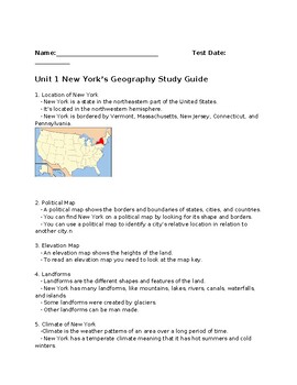 Preview of New York's Geography Study Guide and Test