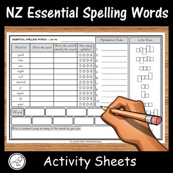 New Zealand Essential Spelling Words Activity Sheets Lists 1 8