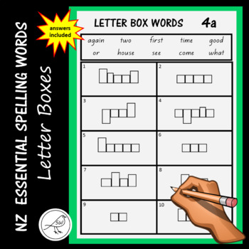 Preview of New Zealand Essential Spelling Words – ‘Letter Box’ Activity Sheets