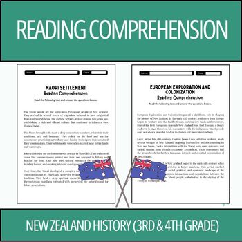 Preview of New Zealand History Reading Comprehension Passages and Questions