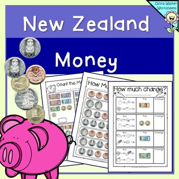 Preview of New Zealand Money Worksheets / Printables / Lower Primary, Counting Coins