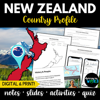 Preview of New Zealand Country Profile: Guided Notes | Slideshow Lesson | Activities | Quiz