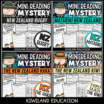 Preview of New Zealand Reading Detective Mini Mystery Bundle a NZ Teaching Resource