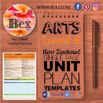 Preview of New Zealand The Arts Unit Plan Template (Level 4 NZC)