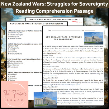 Preview of New Zealand Wars: Struggles for Sovereignty Reading Comprehension Passage