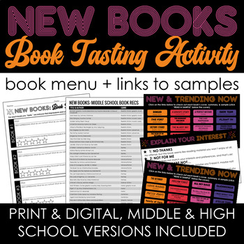 Preview of New in 2022 Book Tasting Activity - Print/Digital - Middle & High School