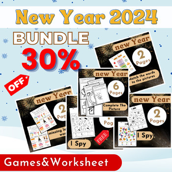 Preview of Happy New year 2024 BUNDLE- 2024 new years - first day back from winter break