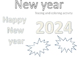 New year tracing and coloring worksheets activity morning work