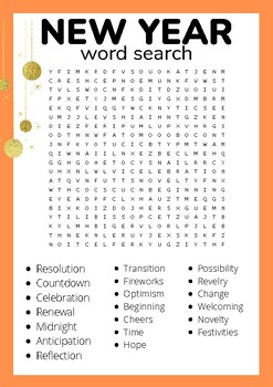 Preview of New year Word Search worksheets activity morning work