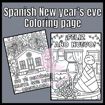 Preview of New years eve Año Nuevo coloring page SPANISH craft activities Sub Plans Project
