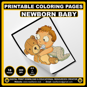 Newborn Baby 18 Printable Coloring Pages by readfactor club | TPT