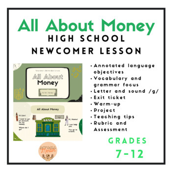 Preview of Newcomer ESL ELD Lesson All About Money Google Slides High School Secondary