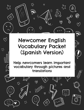 Preview of Newcomer English Vocabulary Packet - Spanish