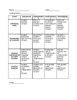 Preview of Newcomer Grading Rubric