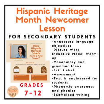Preview of Newcomer Hispanic Heritage Month High School Secondary Google Slides Lesson