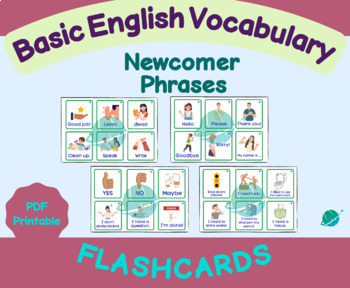 Preview of Newcomer Phrases Flashcards - English Vocabulary Support (ESL-ELL-MLL-ESOL)