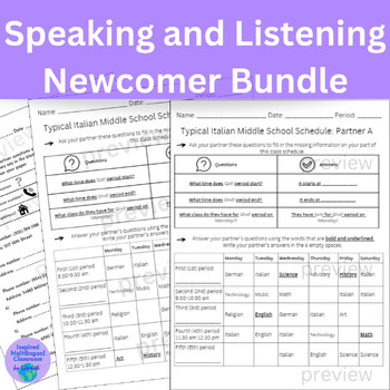 Preview of Newcomer Speaking and Listening Activities Bundle ESL / ML