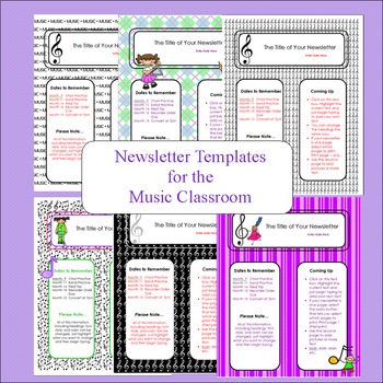 Preview of Newletter Templates for Music Class