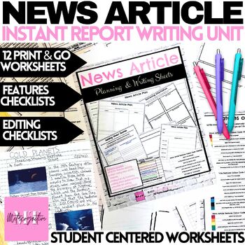 Preview of News Article Planning & Writing Project Worksheets
