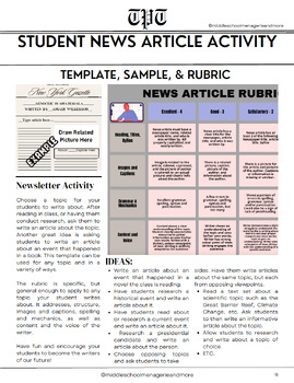 Preview of News Article Template: Student Activity in Article Writing
