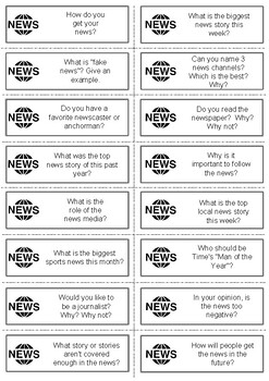 Preview of News - Discussion Cards. Media Literacy. Communications. ESL. EFL. ELA.