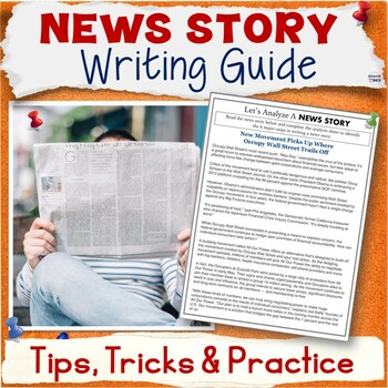 Preview of News Story Writing Lesson, Journalism Guide, Mentor Text, Real Life Prompts