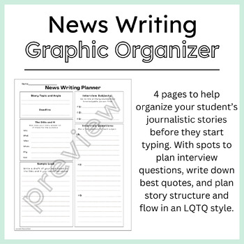Preview of News Writing Graphic Organizer for Journalistic Story Planning