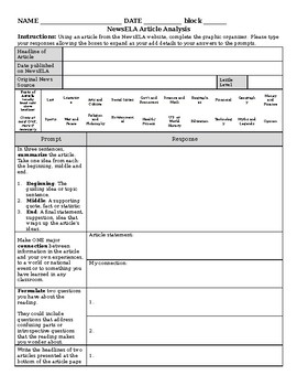 Preview of NewsELA Literacy-Focused Graphic Organizer