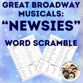 Preview of The Broadway Musical "Newsies" Word Scramble
