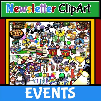Preview of Newsletter Bulletin ClipArt! School Events and Special Schedule! 140+ BW/Color