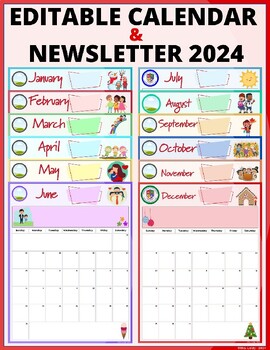 Preview of Newsletter & Calendar Pack 2024 EDITABLE for CHILDCARE & PRESCHOOL
