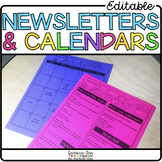 Weekly Editable Newsletter Template & Printable Monthly Classroom Calendars