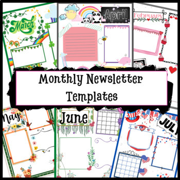 Preview of Newsletter Template August Newsletter Back to School Summer Fall