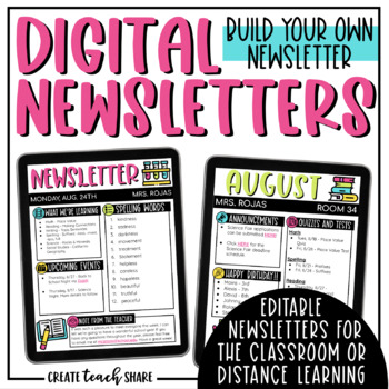 Preview of Newsletter Template | Digital Classroom Newsletter | Google Slides & PowerPoint
