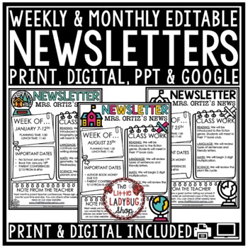 Preview of Classroom Monthly Weekly Newsletter Template Editable Parent Communication