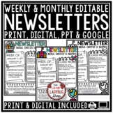 Classroom Monthly Weekly Newsletter Template Editable Pare