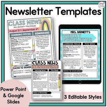 Preview of Weekly and Monthly Newsletter Templates - Editable Printable and Digital