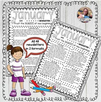 Newsletter Template Editable by June Shanahan Dog-On-It Designs | TpT