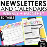 Monthly and Weekly Newsletter Template Editable - Calendar