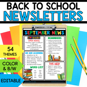 Preview of Newsletter Template Editable - Weekly - Monthly - Classroom Parent Newsletters