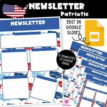 Preview of Newsletter Template | Weekly Newsletter Template Editable Patriotic