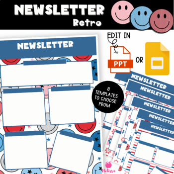 Preview of Newsletter Template | Weekly Newsletter Template Editable Retro Smiley Face